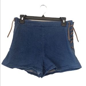 Milky Way Laced Blue Denim Shorts